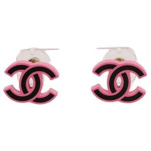 CHANEL Authentic Black Logo Earrings